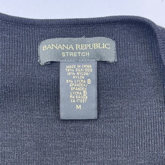 Banana Republic Black Stretch Silk V-Neck Sweater - M - Picture 7 of 7